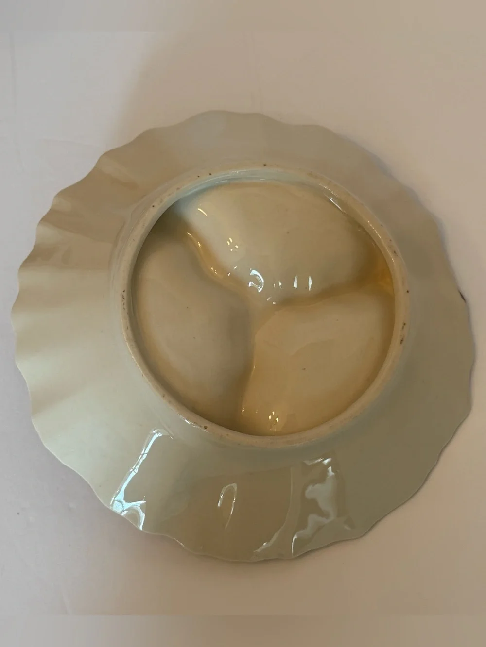 Antique 22k Gold Trim Divided Floral Relish Serving Dish Bowl with Handle